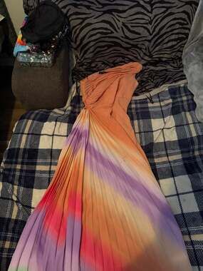 Nicole Miller One-Shoulder Pleated Ombre Maxi Dress